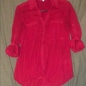 Express red portofino button up blouse